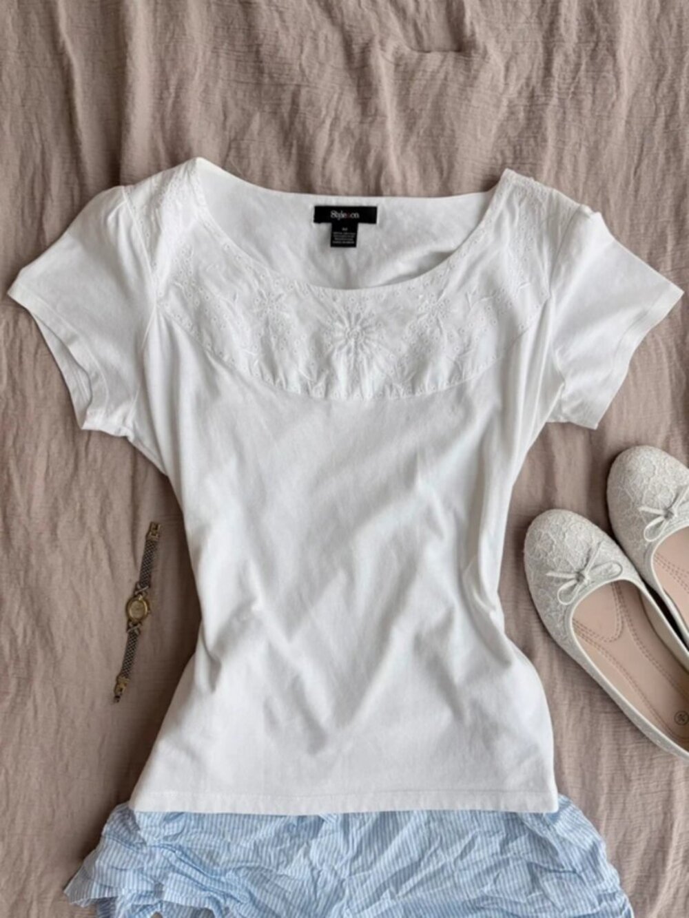 Embroidered Cotton Babydoll Top